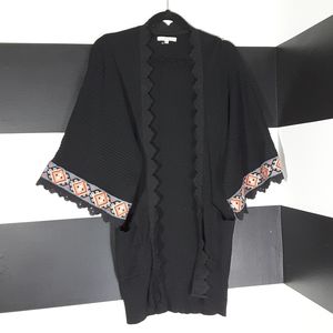 JOHNNY WAS $228 Knit Embroidered Kimono Open Cardigan Size S 🎇